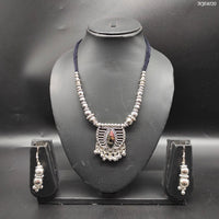 Heera Jewellers Oxidized Plated Mirror Necklace Set - HJNECk640