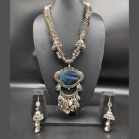 Heera Jewellers Oxidized Plated Mirror Necklace Set - HJNECk652