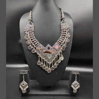 Heera Jewellers Oxidized Plated Mirror Necklace Set - HJNECk661