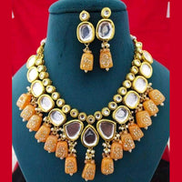 Heera Jewellers Gold Plated Kundan Stone & Beads Necklace Set