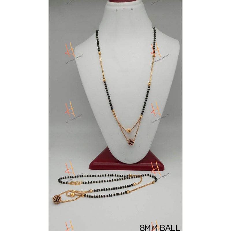H K Fashion Ad Micro Gold Pack Of 12 Black Beads Mangalsutra