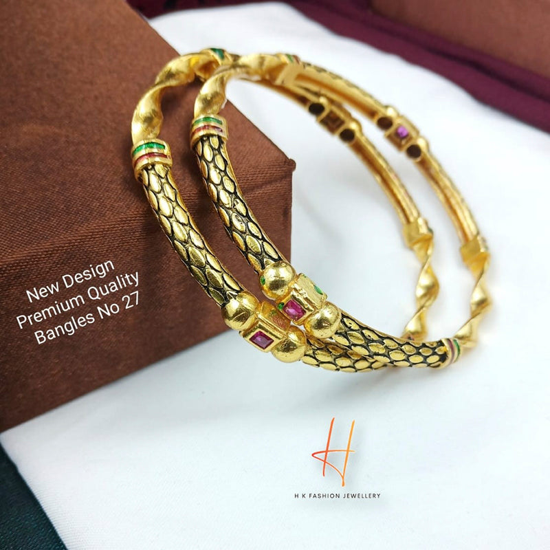 H K Fashion Brass Micro Gold Bangles