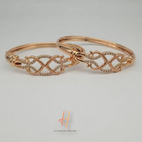H K Fashion Ad Stone Rose Gold Bracelet Kada