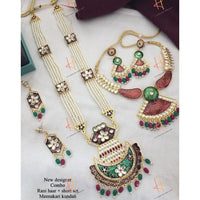 H K Fashion Gold Plated Designer Kundan Combo Set -HKFCOMBO09