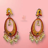 H K Fashion Gold Plated Kundan & Meenakari Dangler Earrings