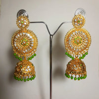 H K Fashion Gold Plated Austrian Stone & Beads Jhumki Earrings