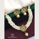 H K Fashion Antique Gold Plated Flower Pearls Choker Necklace Set