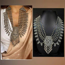 H K Fashion Bohemian Style Flower Design Silver Oxidised Necklace