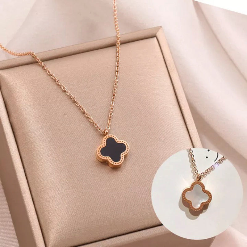 H K Fashion lover-Shaped Reversible Rose Gold-Pendant With Chain