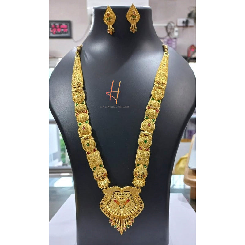 H K Fashion Gold Plated long Meenakari Necklace Set