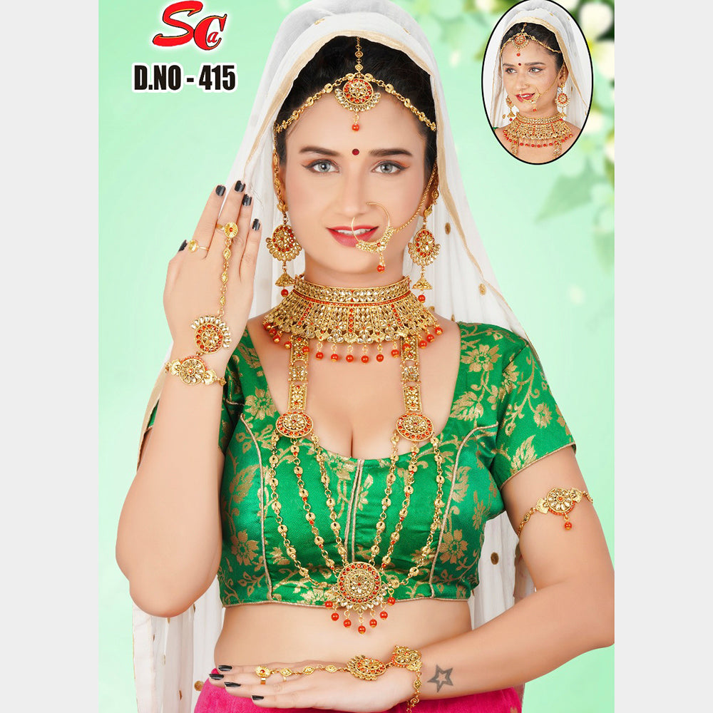 India Art Gold Plated Stone And Kundan Bridal Jewellery Set for Women