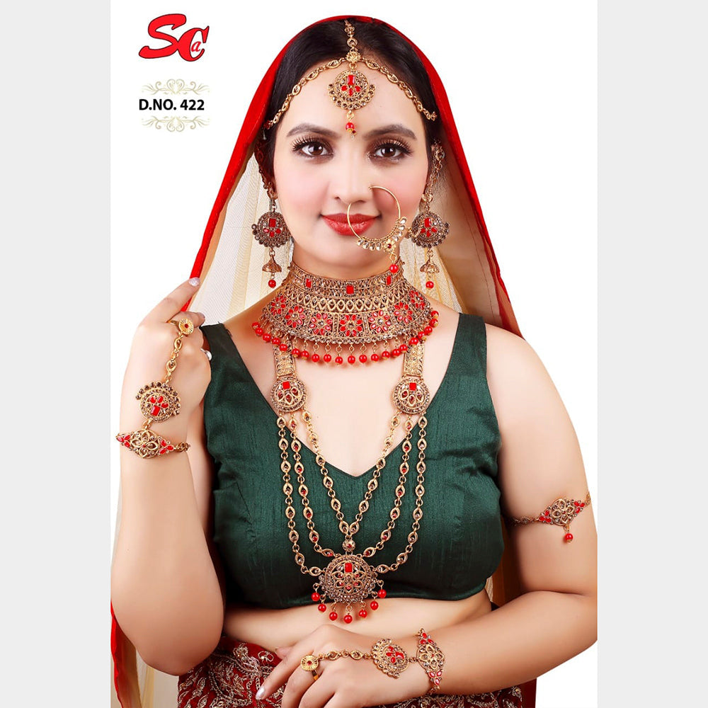 India Art Gold Plated Stone And Kundan Bridal Jewellery Set for Women - IABRIDAL05
