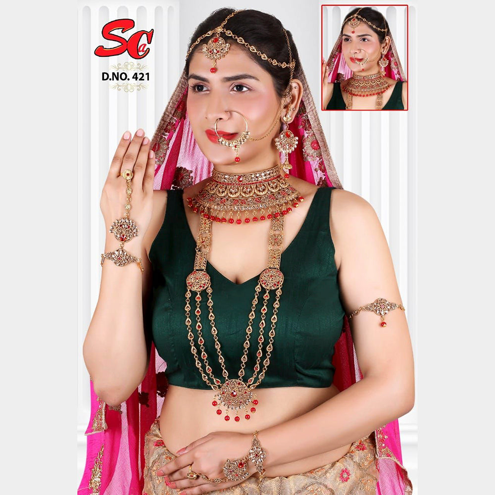 India Art Gold Plated Stone And Kundan Bridal Jewellery Set for Women - IABRIDAL08