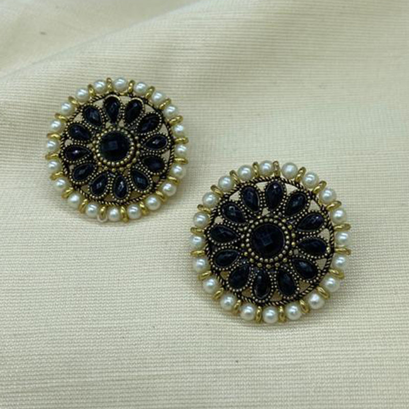 India Art Gold Plated Pota Kundan Stone Stud Earrings