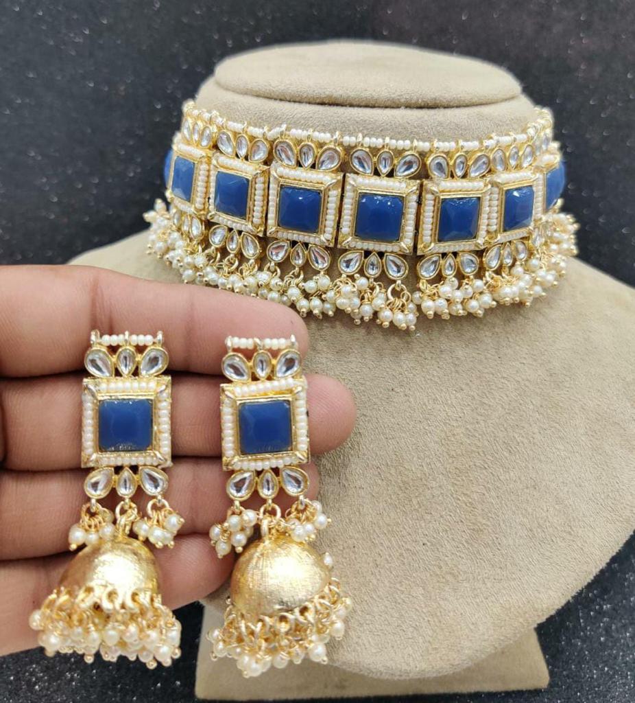 India Art Gold Plated Kundan And Pearl Necklace Set