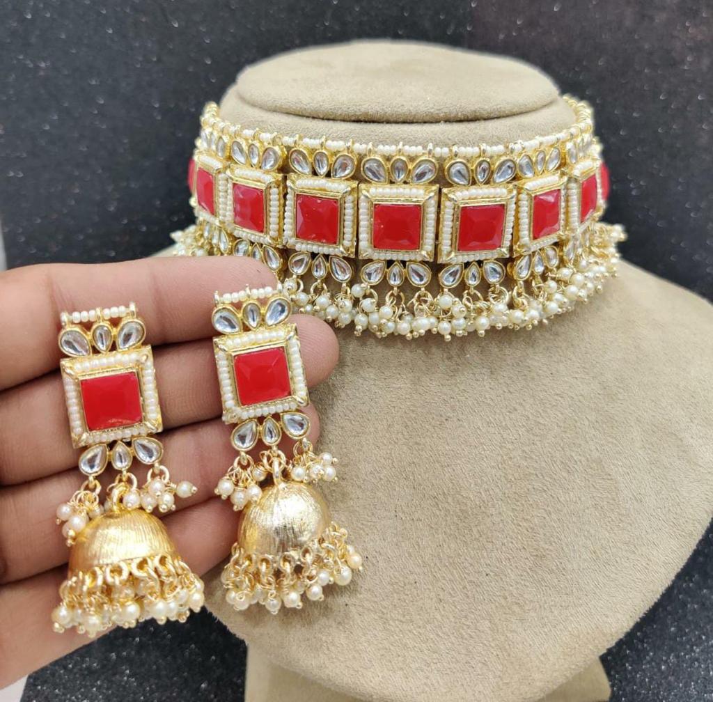 India Art Gold Plated Kundan And Pearl Necklace Set