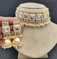 India Art Gold Plated Kundan And Pearl Necklace Set