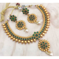 India Art Gold Plated Kundan Pota Stone Necklace Set