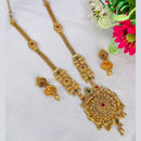 India Art Gold Plated Pota Stone Long Haram Necklace Set