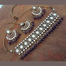 India Art Gold Plated Designer Mirror & Beads Necklace Set With Maangtikka