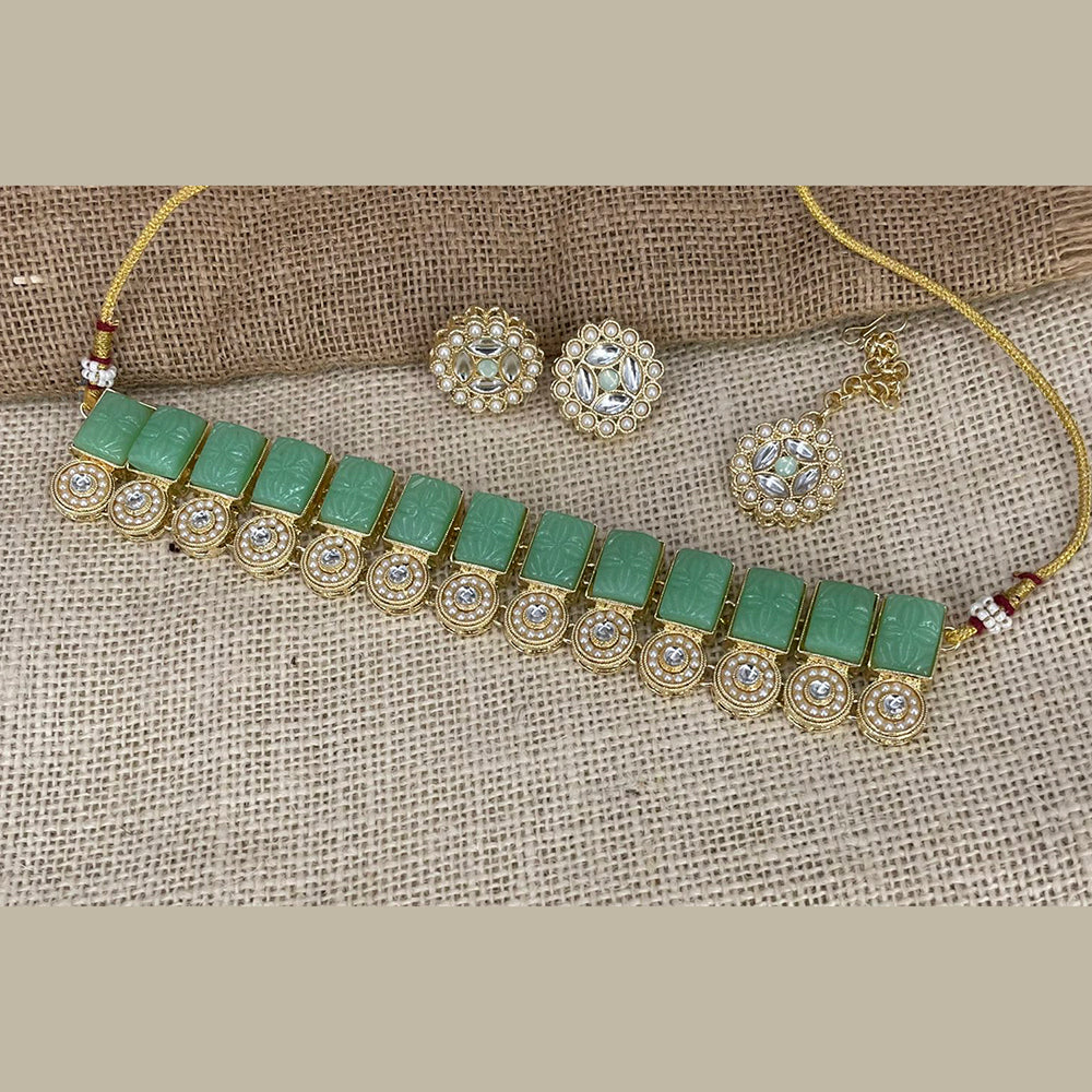 India Art Gold Plated Kundan Stone & Pearl Necklace Set