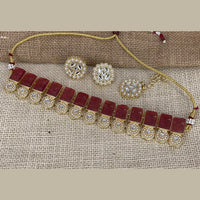 India Art Gold Plated Kundan Stone & Pearl Necklace Set