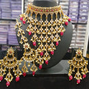 India Art Gold Plated Kundan Stone & Beads Necklace Set