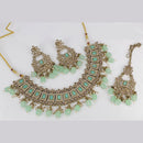 India Art Gold Plated Ad Stone & Beads Choker Necklace Set