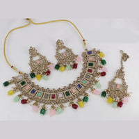 India Art Gold Plated Ad Stone & Beads Choker Necklace Set