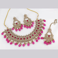 India Art Gold Plated Ad Stone & Beads Choker Necklace Set