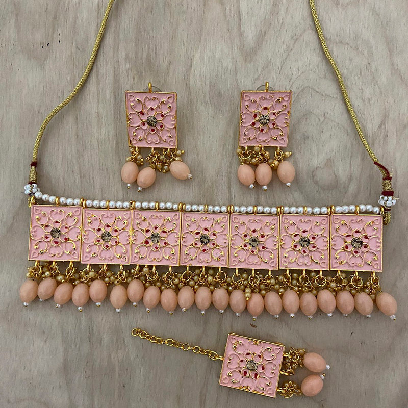 India Art Gold Plated Kundan Stone & Meenakari Necklace Set