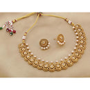 India Art Gold Plated Pota Stone And Pearl Necklace Set
