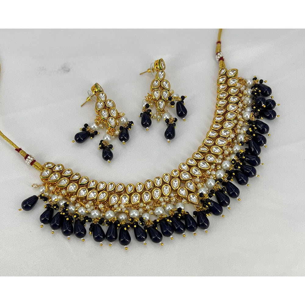India Art Gold Plated Kundan Stone And Beads Necklace Set