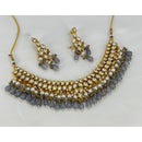 India Art Gold Plated Kundan Stone And Beads Necklace Set