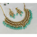 India Art Gold Plated Kundan Stone And Beads Necklace Set