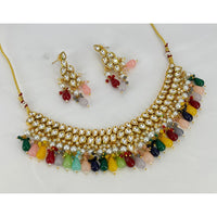 India Art Gold Plated Kundan Stone And Beads Necklace Set