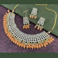 India Art Gold Plated Kundan Stone & Beads Choker Necklace Set