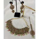 India Art Gold Plated Crystal Stone & Beads Choker Necklace Set
