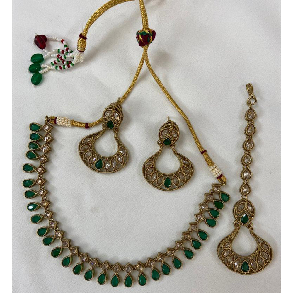 India Art Gold Plated Crystal Stone Choker Necklace Set