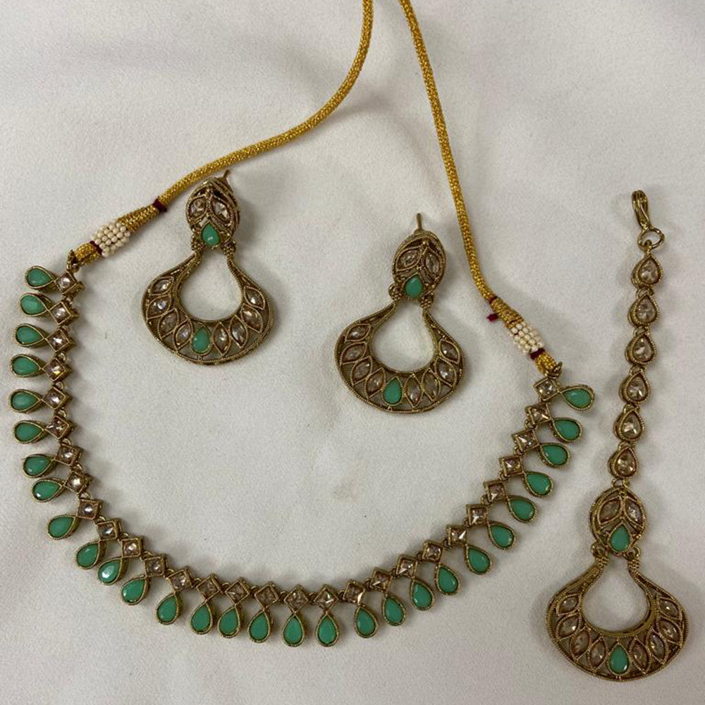 India Art Gold Plated Crystal Stone Choker Necklace Set