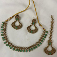 India Art Gold Plated Crystal Stone Choker Necklace Set