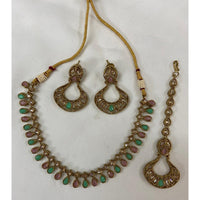 India Art Gold Plated Crystal Stone Choker Necklace Set