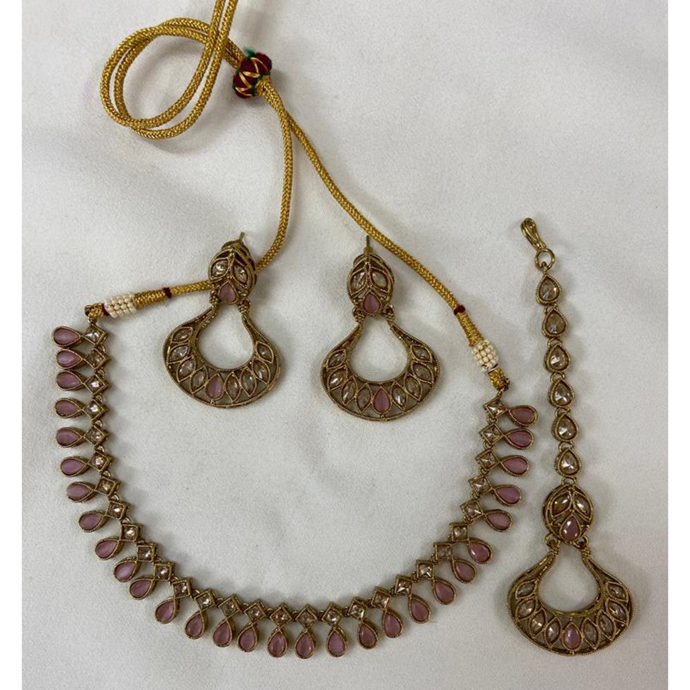 India Art Gold Plated Crystal Stone Choker Necklace Set