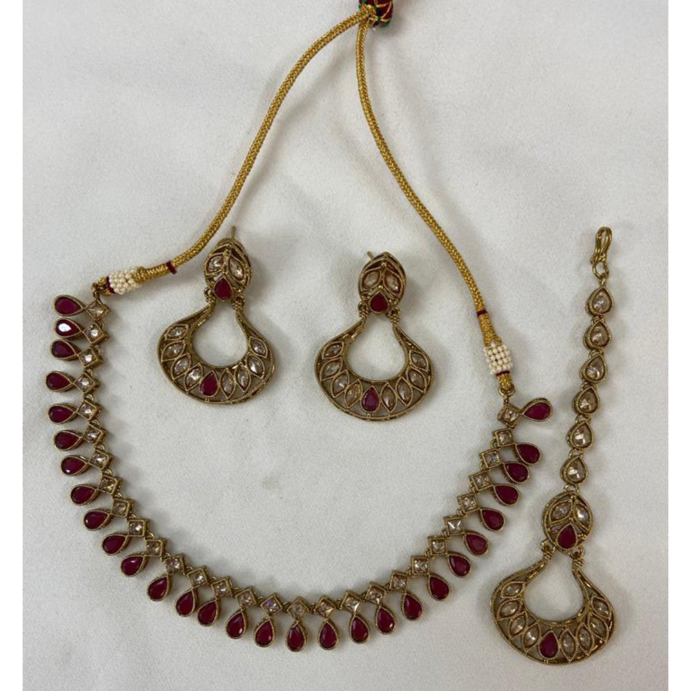India Art Gold Plated Crystal Stone Choker Necklace Set