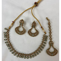 India Art Gold Plated Crystal Stone Choker Necklace Set