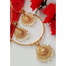 India Art Gold Plated Pota Stone And Pearl Necklace Set