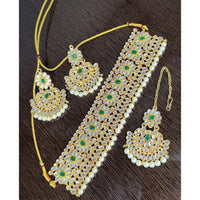 India Art Gold Plated Pota Kundan Stone And Pearl Necklace Set