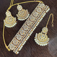 India Art Gold Plated Pota Kundan Stone And Pearl Necklace Set