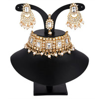 India Art Gold Plated Austrian Stone & Beads Choker Necklace Set