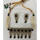 India Art Gold Plated Crystal Stone & Beads Choker Necklace Set
